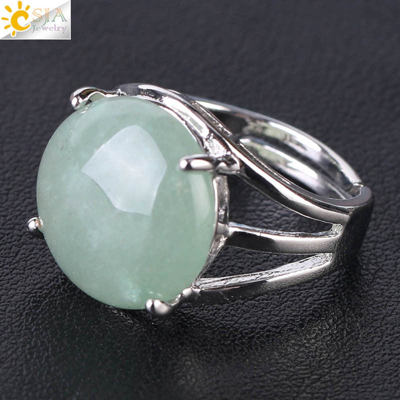Women's Crystal Hollow Convex Round Gemstone Party Rings