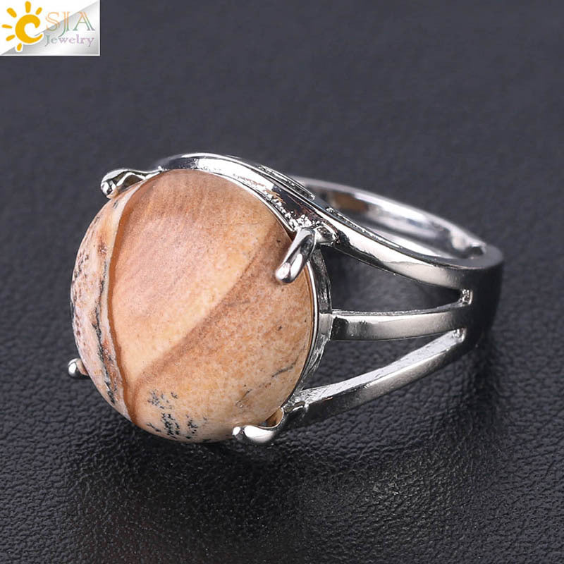 Women's Crystal Hollow Convex Round Gemstone Party Rings