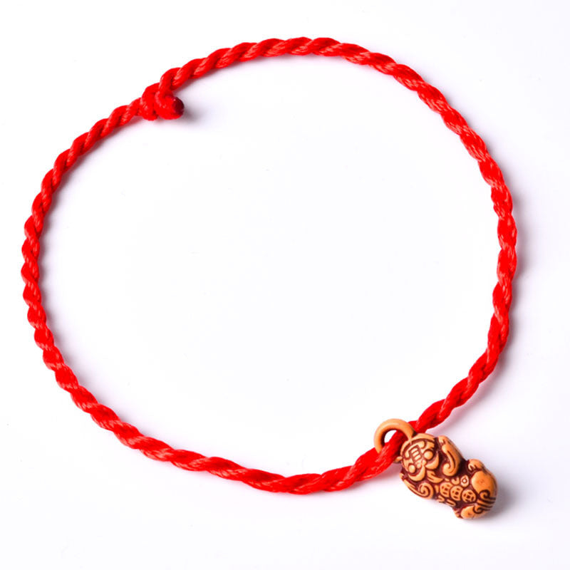 Wood Lucky Pit Red Rope Couple Bracelets