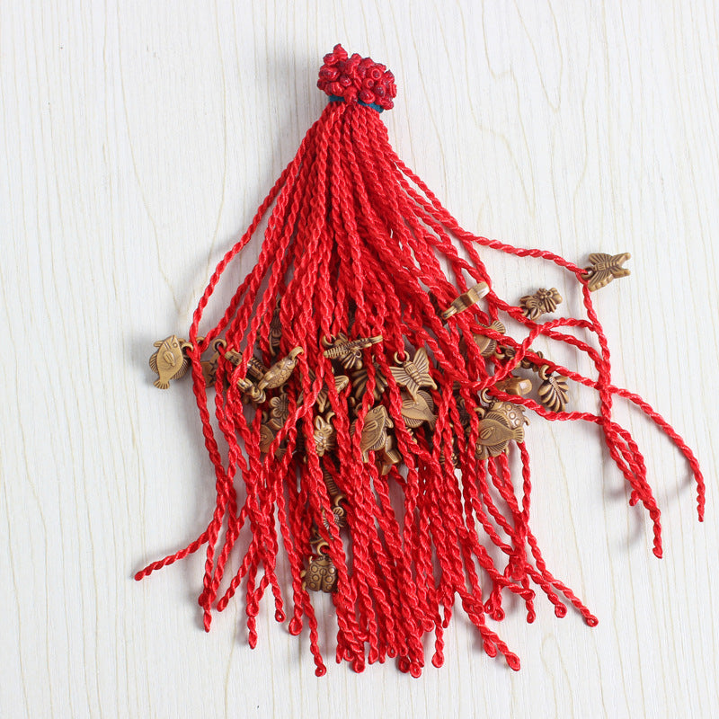 Wood Lucky Pit Red Rope Couple Bracelets