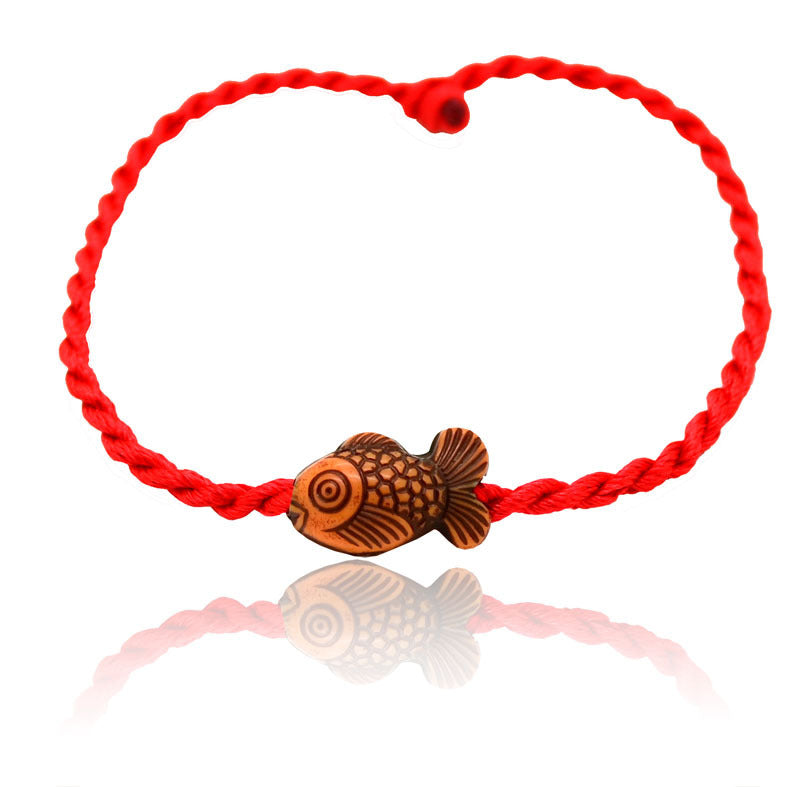 Wood Lucky Pit Red Rope Couple Bracelets