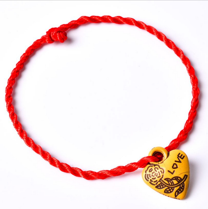 Wood Lucky Pit Red Rope Couple Bracelets