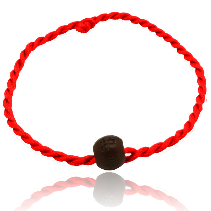 Wood Lucky Pit Red Rope Couple Bracelets