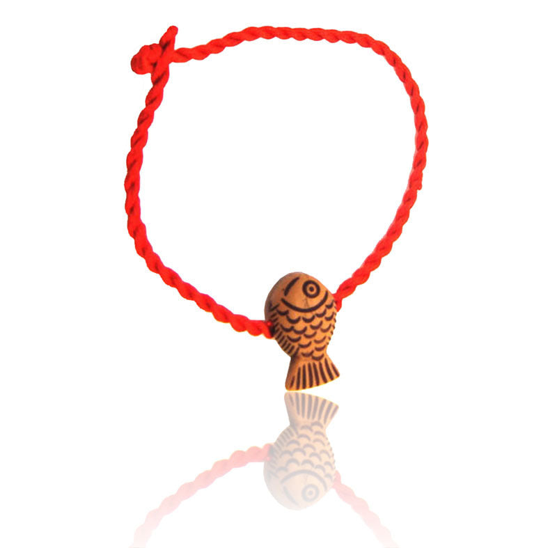 Wood Lucky Pit Red Rope Couple Bracelets
