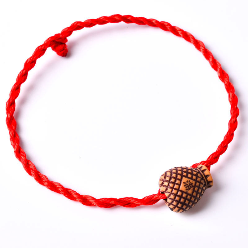 Wood Lucky Pit Red Rope Couple Bracelets