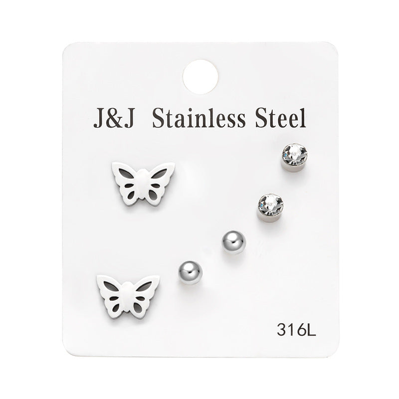 Pairs Heart Shape With Diamond Combination Earrings
