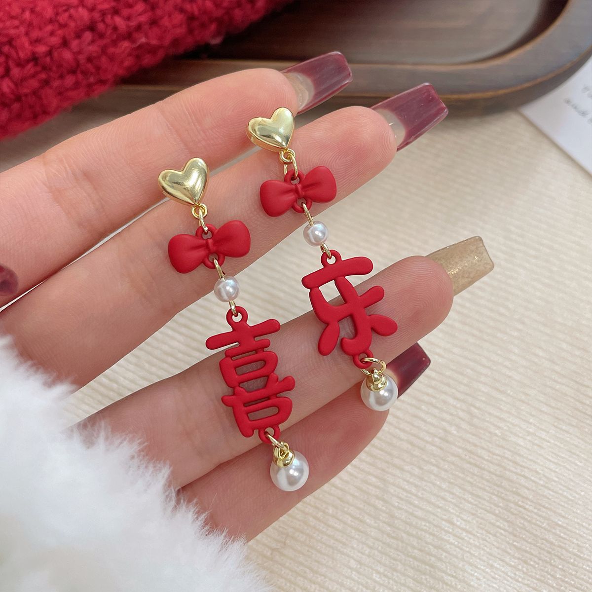 Female Sier Needle Niche Sweet Bow Tassel Rings