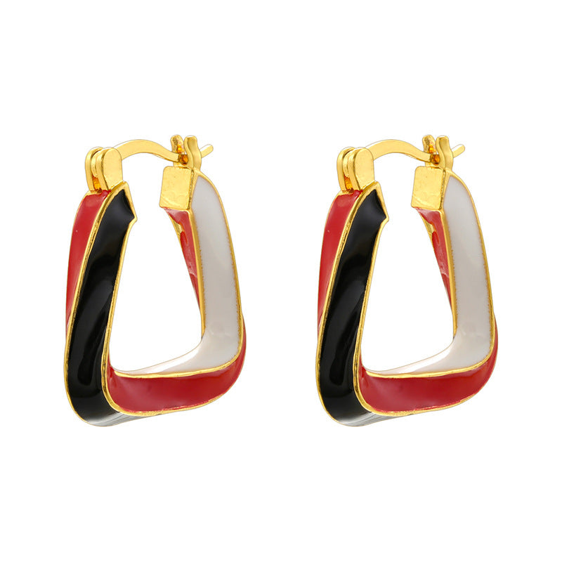 Colorful Oil Twisted Hoop Female Temperament Earrings