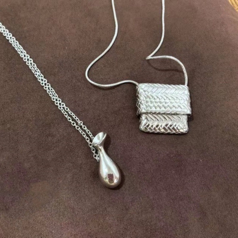 Mini Small Bag Woven Niche Twin Long Necklaces