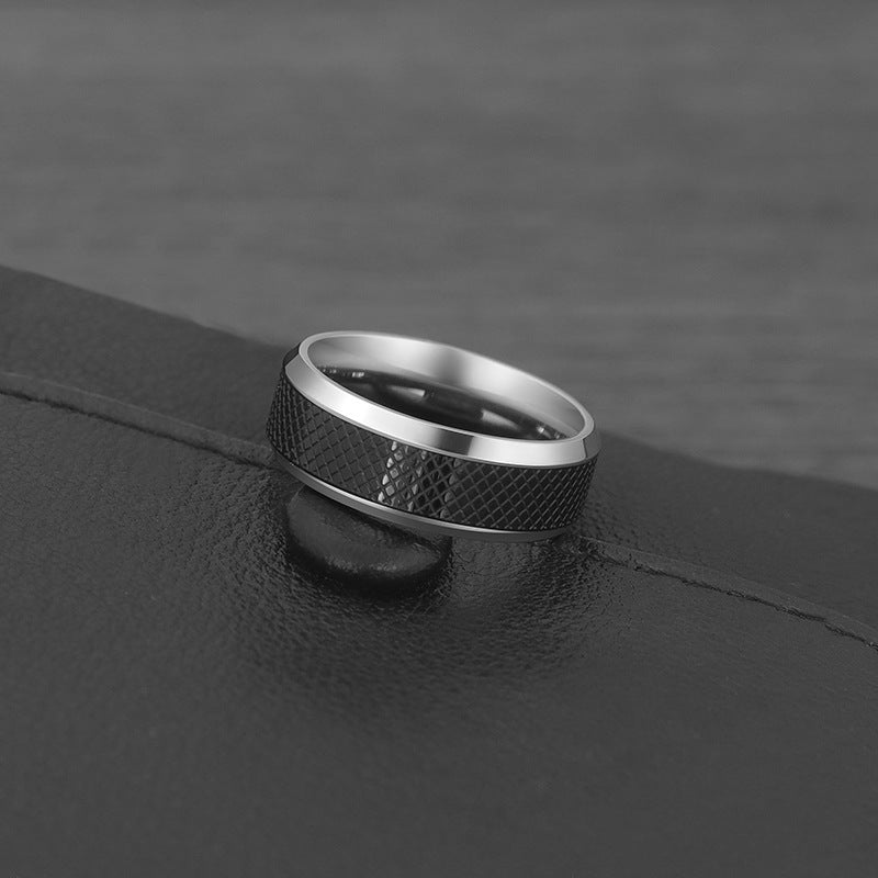Men's Diamond Plaid Titanium Steel Personalized Minority Rings