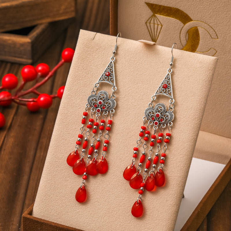 Long Female Daisy Pattern Water-drop Eardrops Earrings