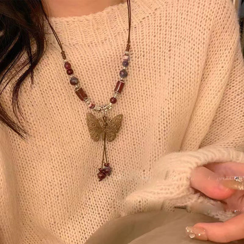 Women's Style Butterfly National Fashion Simple Retro Beaded Necklaces