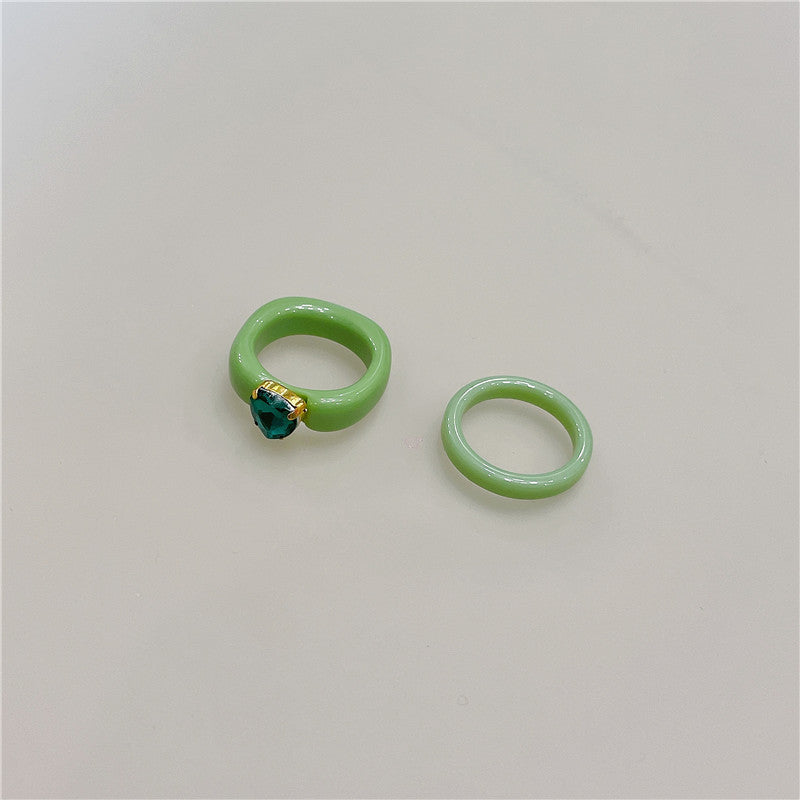 Retro Square Acrylic Geometric Resin Cold Wind Rings