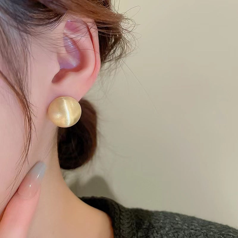 Women's Metal Brushed Frosted Ball Commuter Advanced Earrings