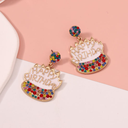 Light Luxury Birthday Cake Cute Graceful Earrings