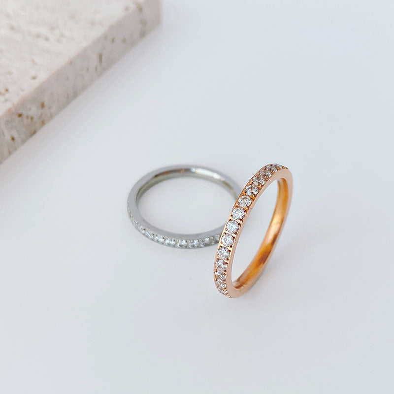 Full Circle Diamond Titanium Steel Female Niche Rings