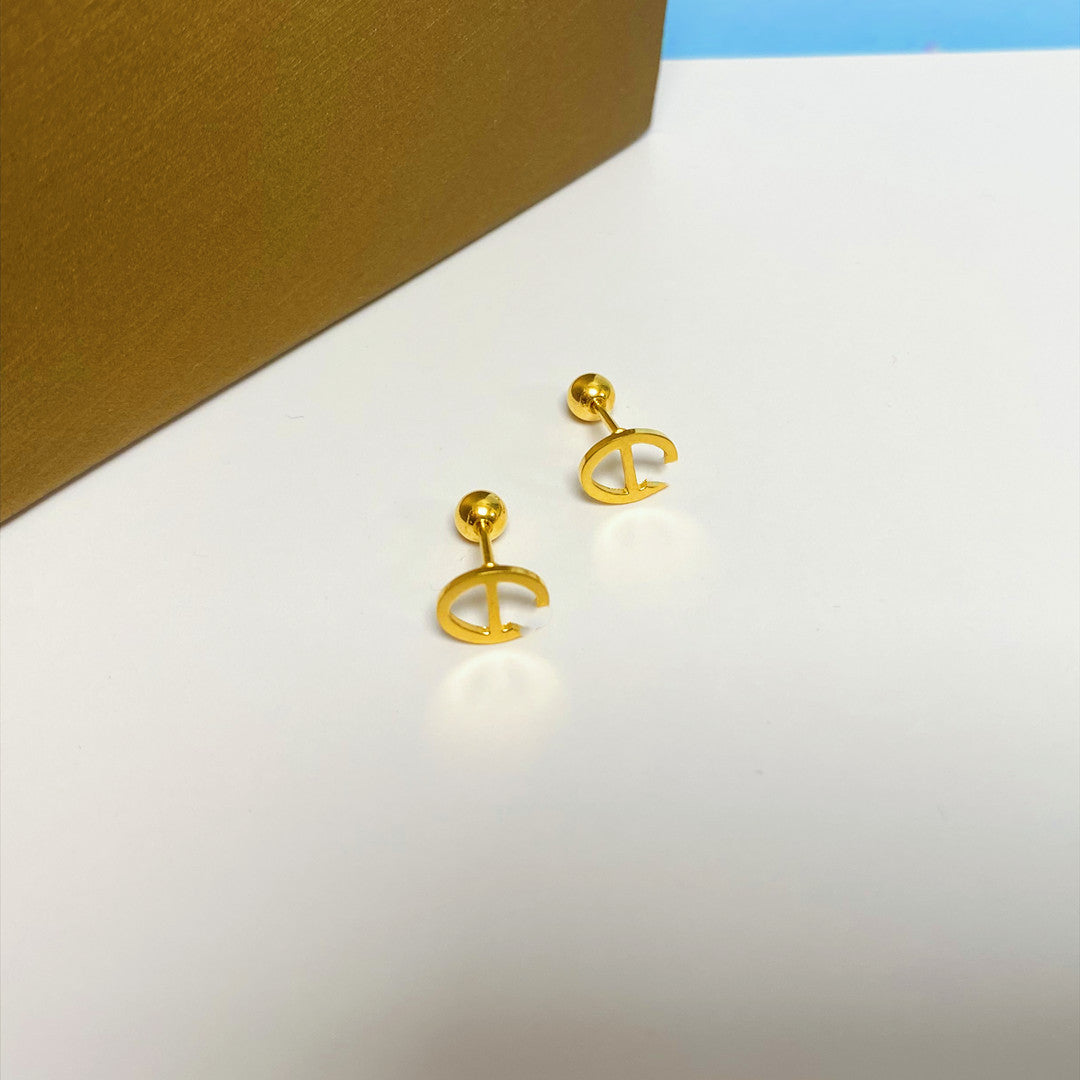 Women's Simple Small Golden Ear Bone Titanium Rings