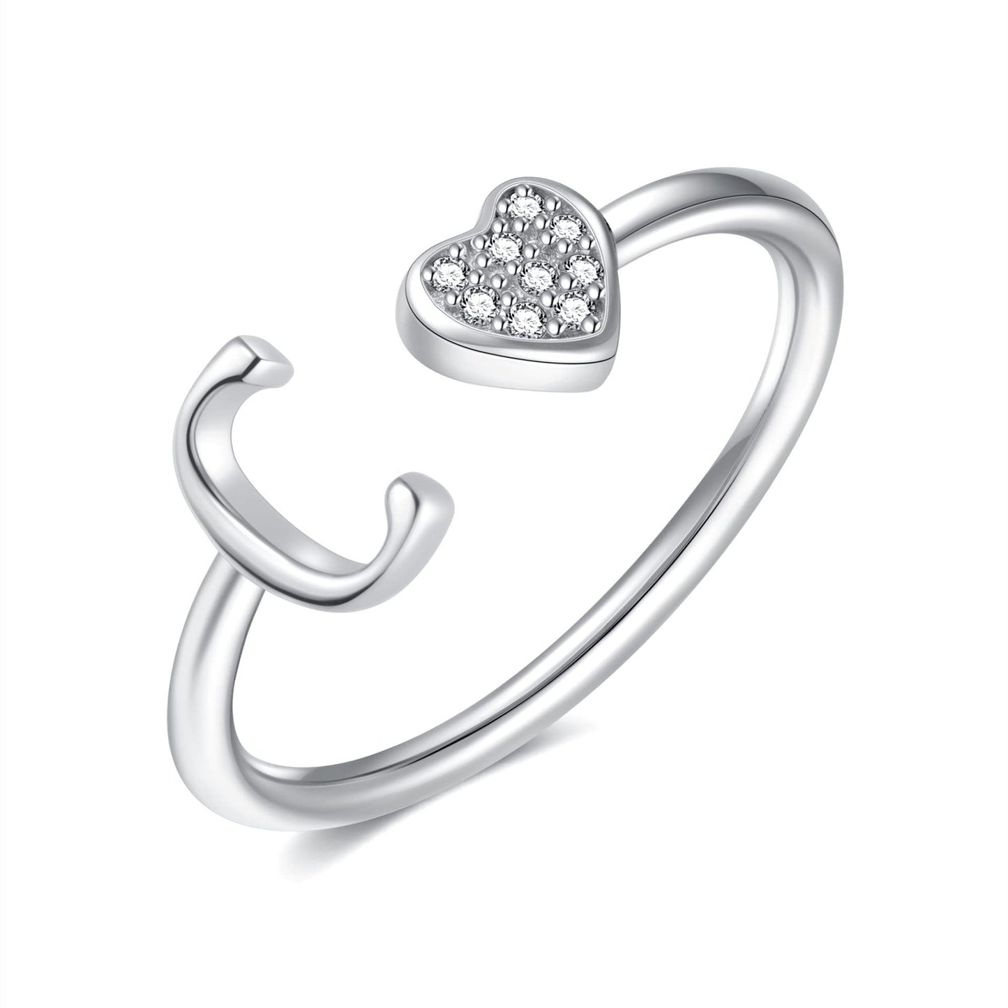 Name First Letters Stackable Zircon Adjustable Rings