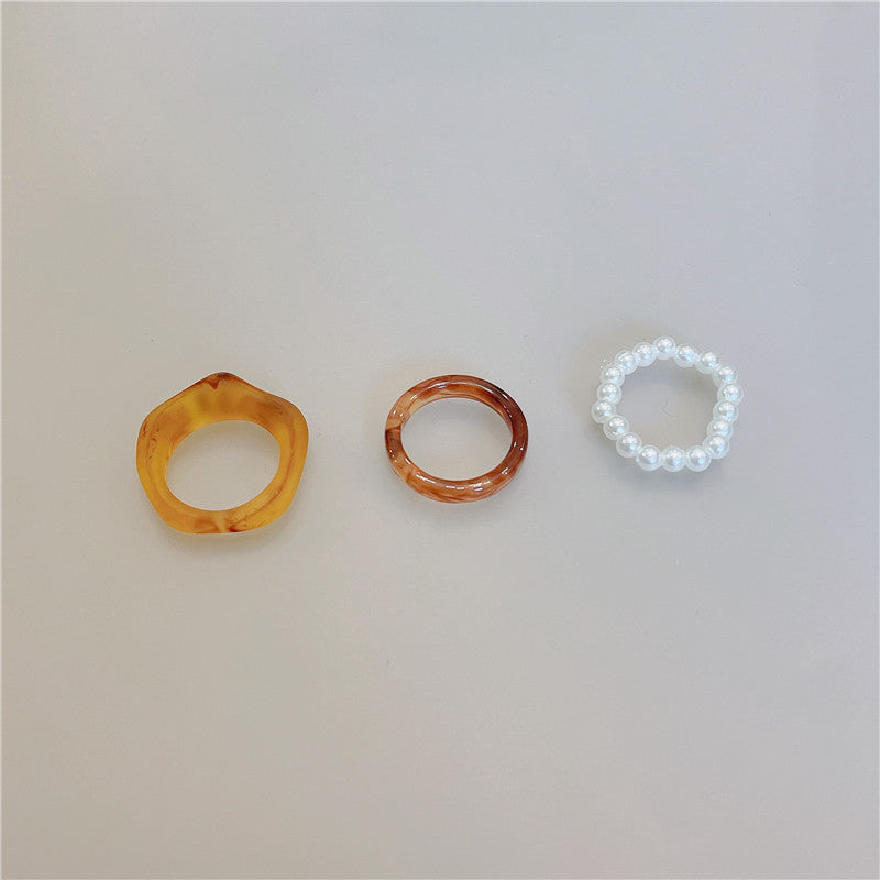 Retro Square Acrylic Geometric Resin Cold Wind Rings