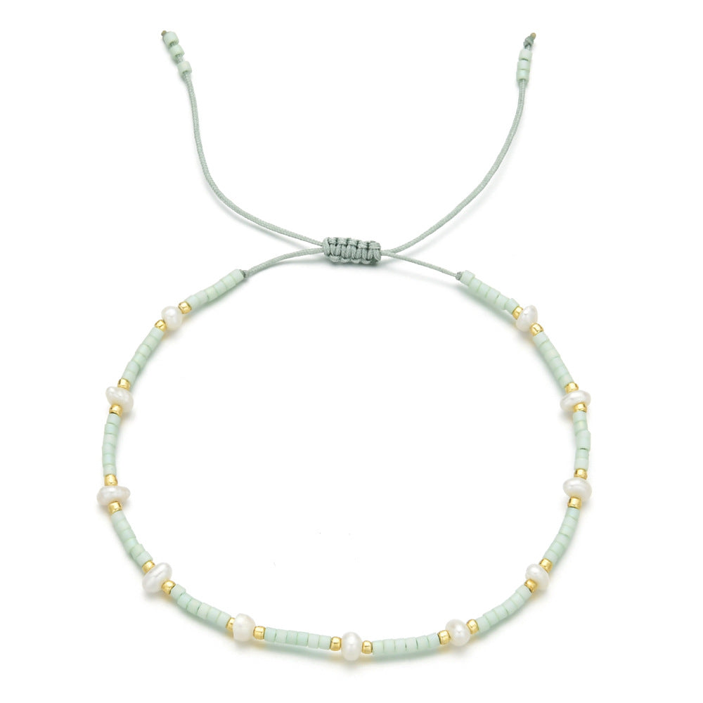 Bead Pearl Stylish Adjustable Woven Hand Strap Bracelets