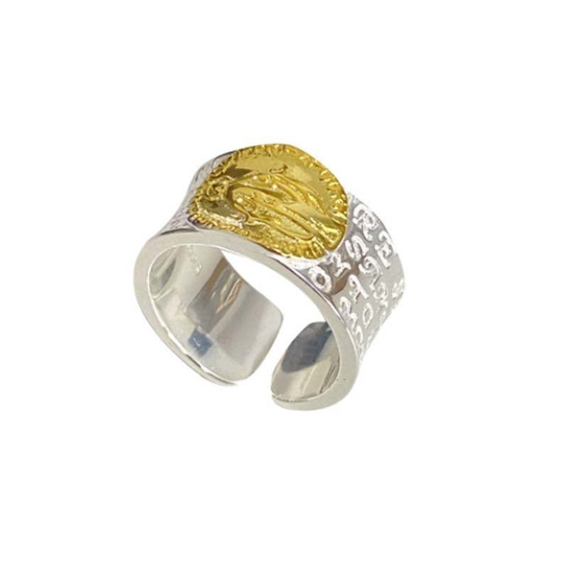 Korean Style Argent Pur Love Coin Rings