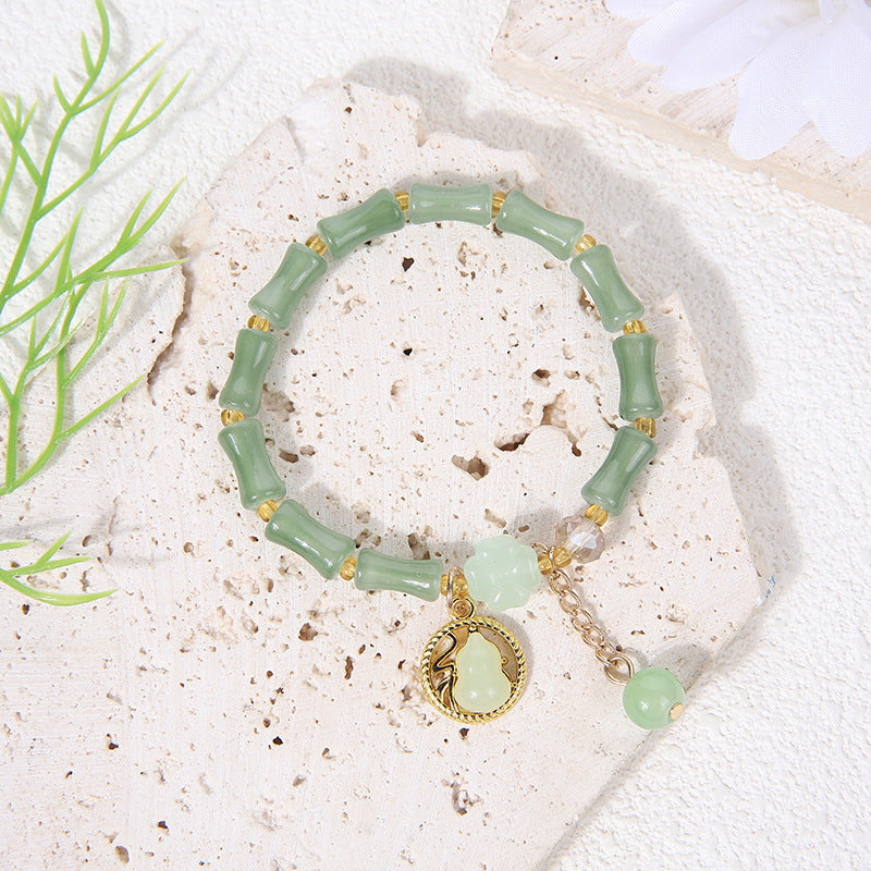 Bamboo Imitation Aventurine Festival High Peace Buckle Jade Bracelets