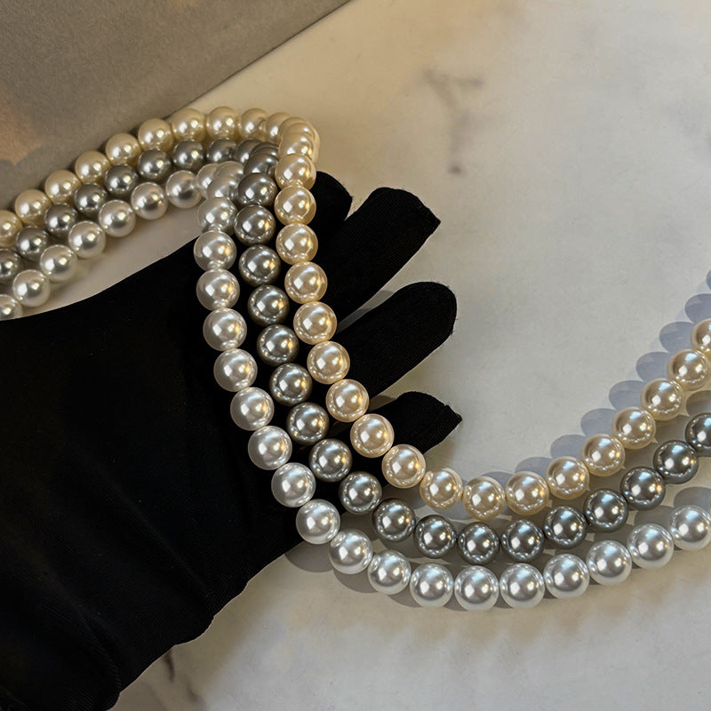 Women's Heather Gray Aurora Pearl High Sense Light Necklaces
