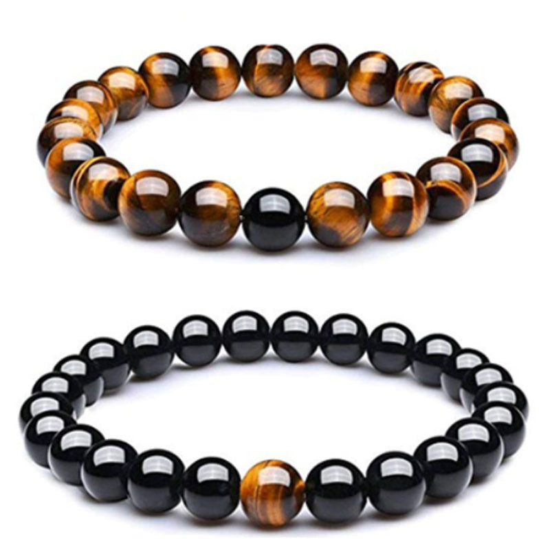 Men's Lava Stone Beads Couple Yellow Tiger Bracelets