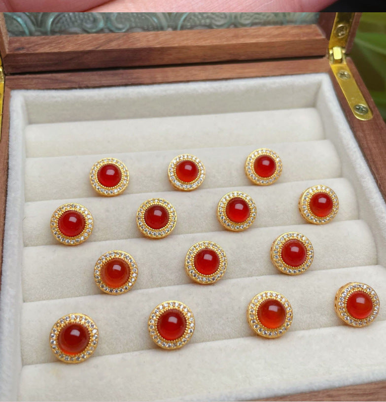 Potato Sier Inlay Red Agate Pearl Necklaces