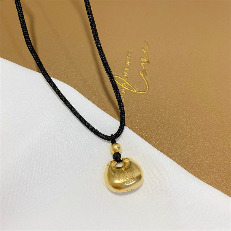 Women's Lock Bag Dumplings Vietnam Placer Gold Necklaces