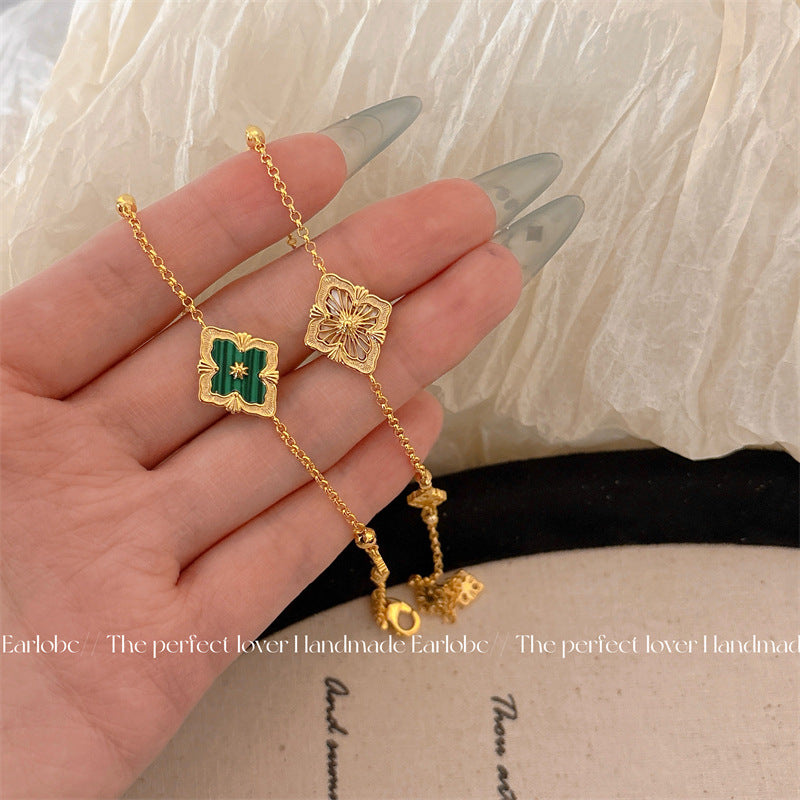 Women's Hand-made Design Double-sided Shell Zircon Light Bracelets