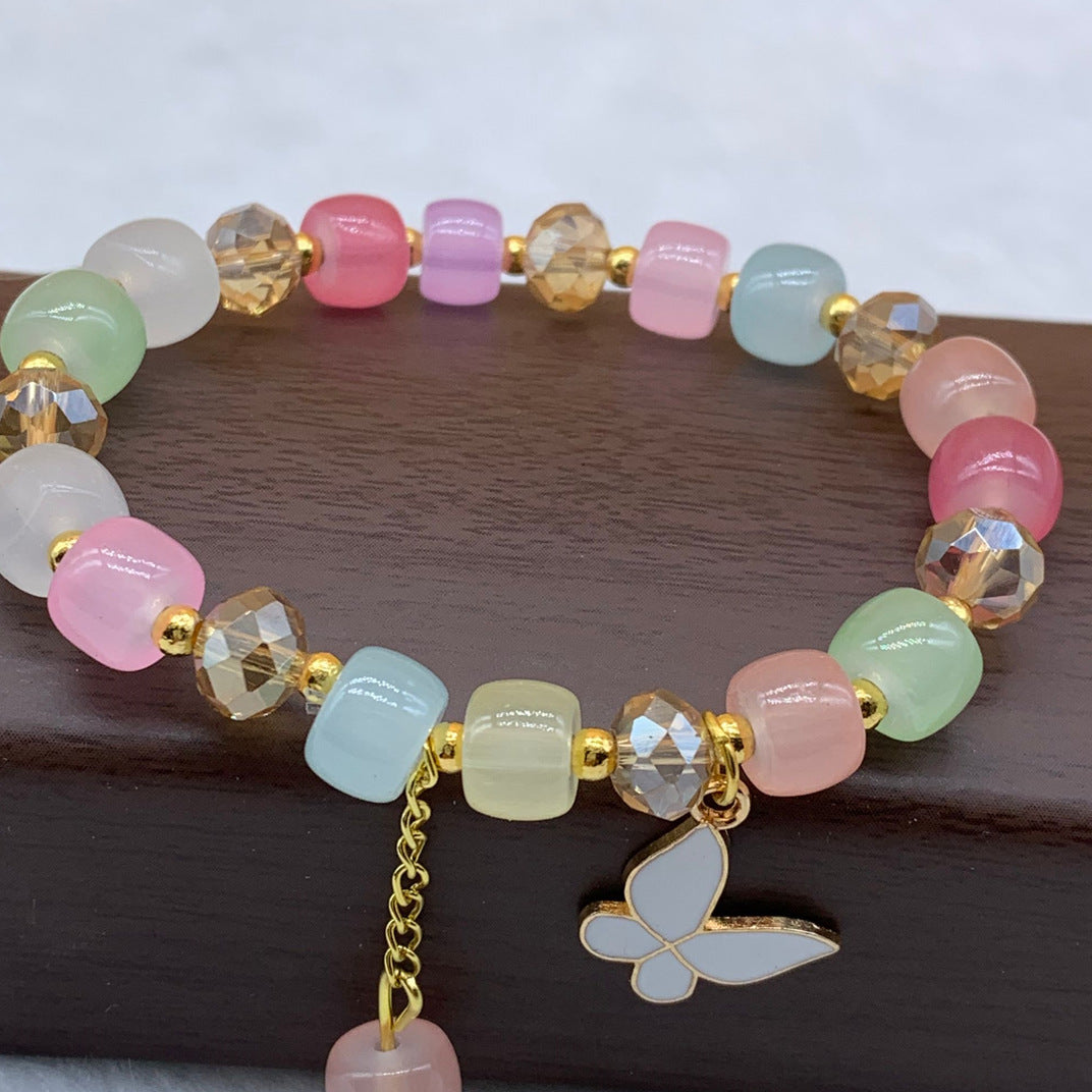 Summer Crystal Glass Butterfly String Beads Bracelets