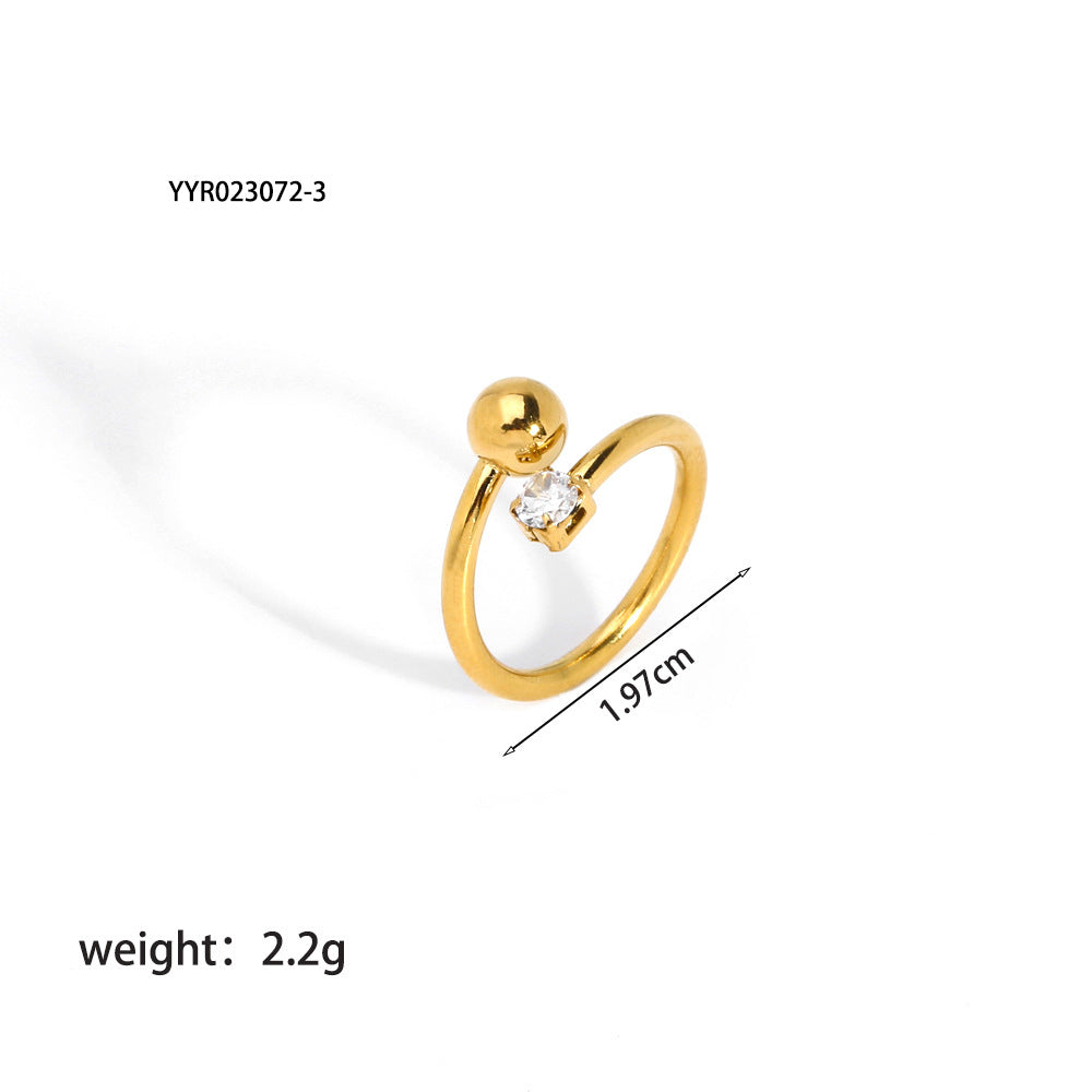 Women's Personalized Stainless Steel Gold Ball Open Rings