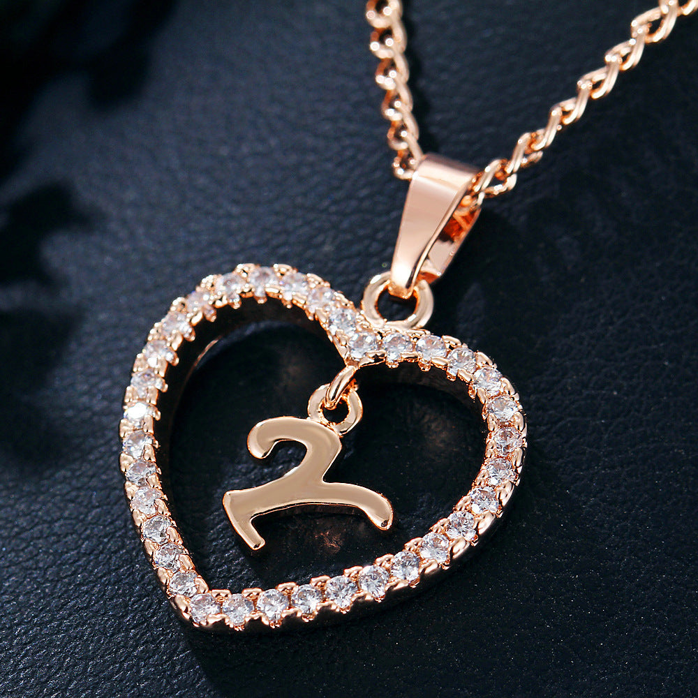 Letter Heart-shaped Zircon Jewelry Clavicle Chain Necklaces