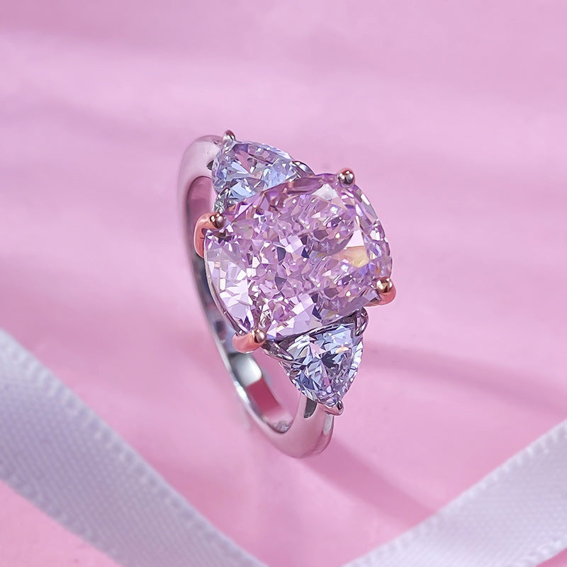Women's Sier Imported High Carbon Rhinestone Diamond Rings