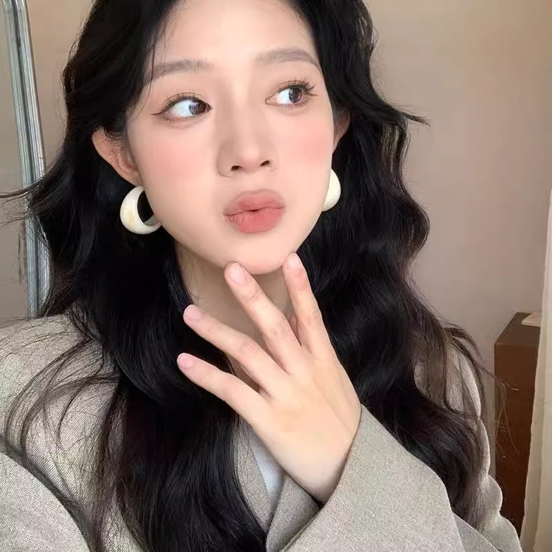Women's White French Type Resin For Exaggerated Personalized Unique Hoop Rings