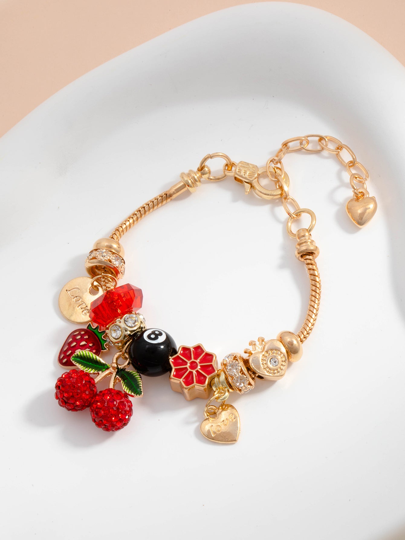 Women's Acrylic Cherry Alloy Leopard Sieve Twin Necklaces