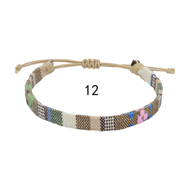 Style Cotton Linen Woven Fabric Carrying Bracelets