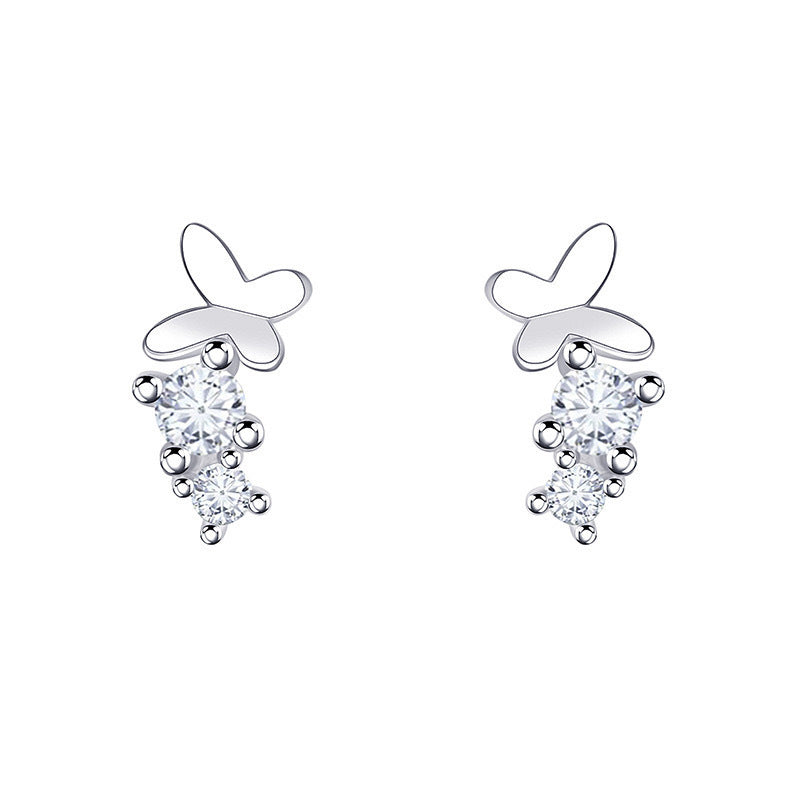 Women's Mini Butterfly Diamond For Simple Light Earrings