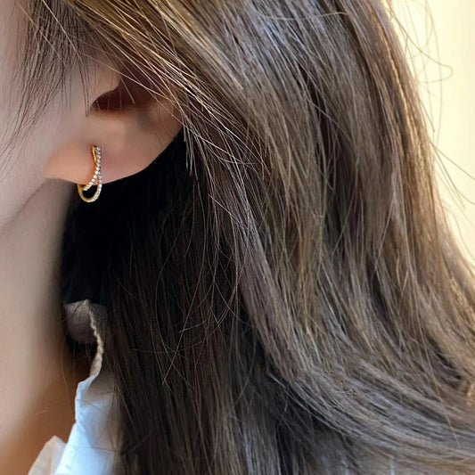 Ballet Cross Diamond Small Sier Plated Simple Commute Earrings