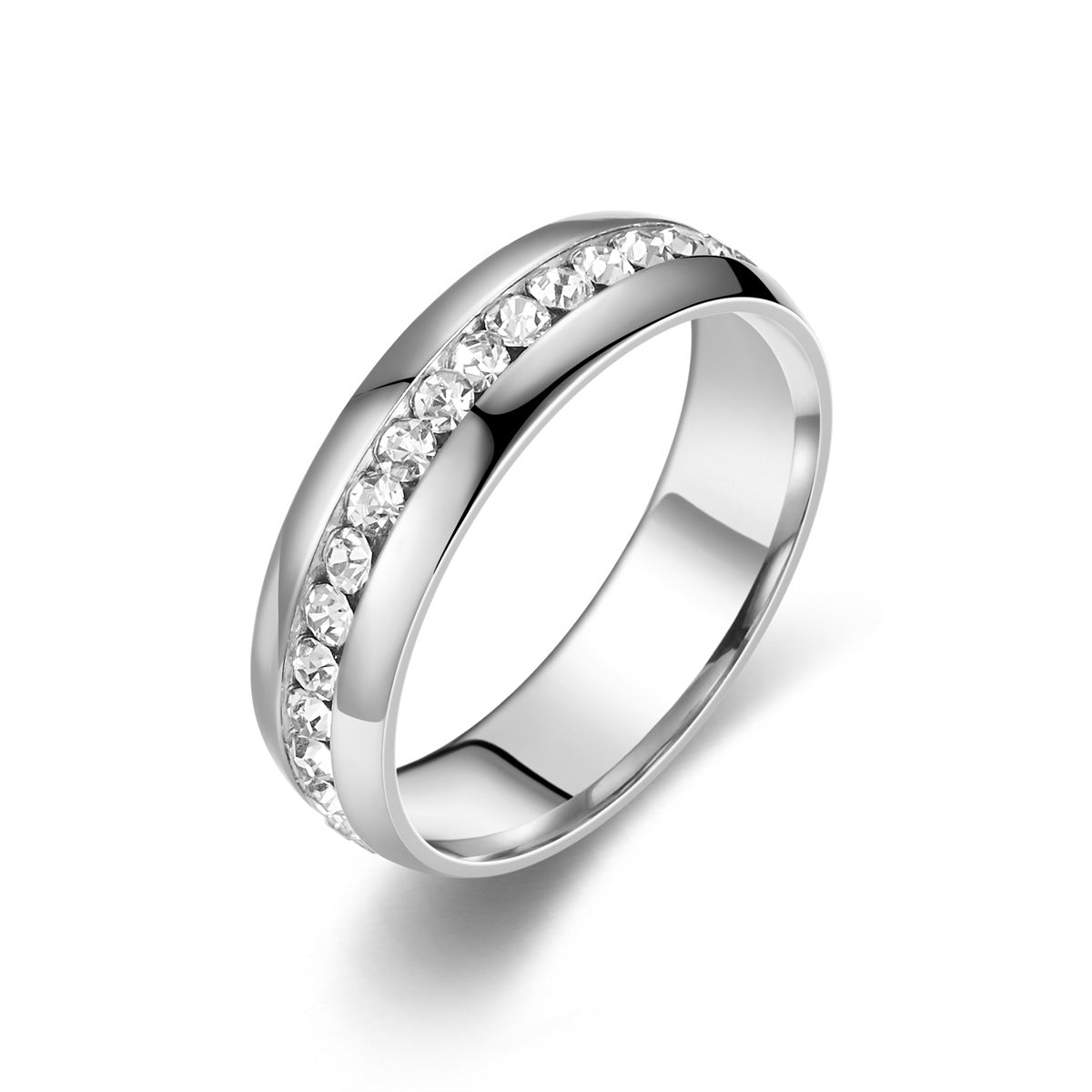 Titanium Steel Starry Diamond Rhinestone Stainless Rings