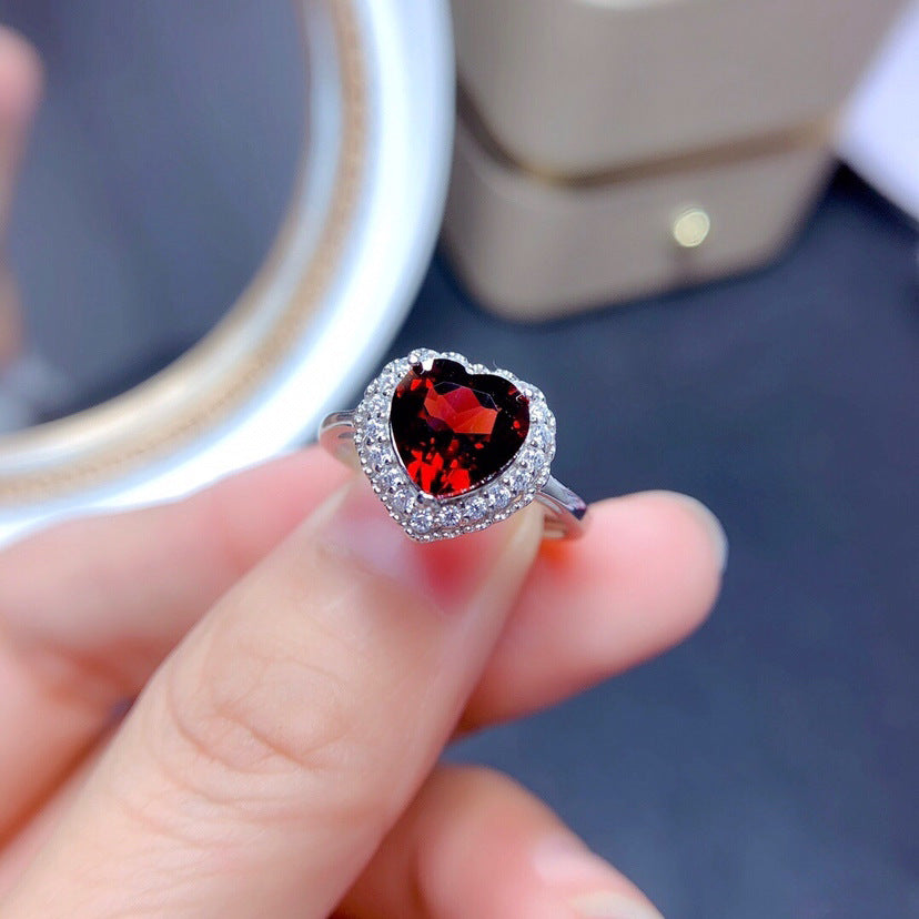 Broadcast Heart-shaped Simulation Pomegranate Ruby Open Rings