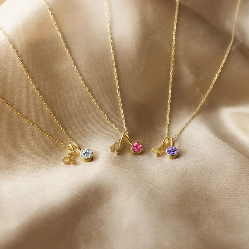 Women's Birthstone Twee Constellation Light Luxury Color Pendants