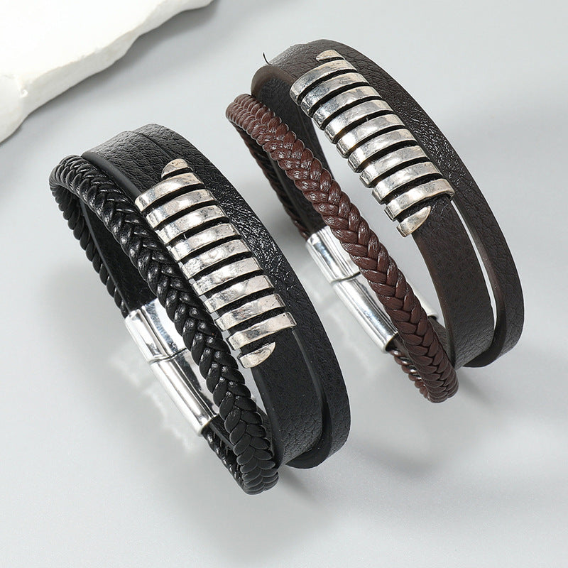 Men's Trendy Jewelry Simple Woven Leather Creative Bracelets
