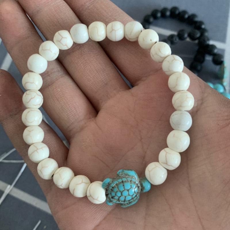 Women's & Men's Turquoise Turtle Volcanic Rock White More Bracelets