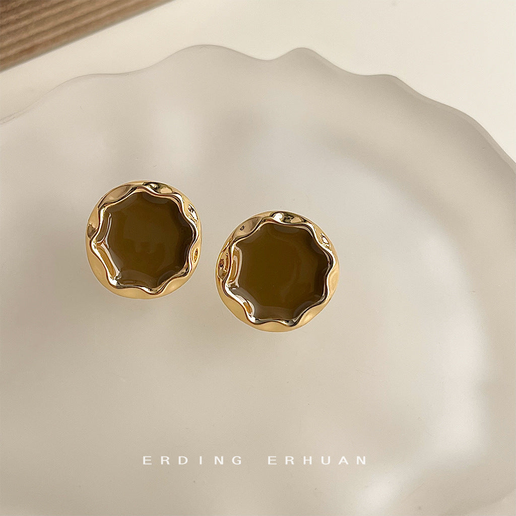 Tundra Green Electroplated Vintage Dripping Irregular Earrings