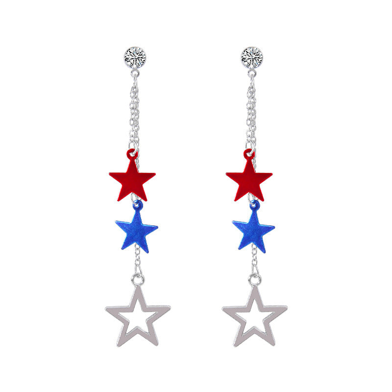 Alloy Dripping Oil Stars Stripes National Rings