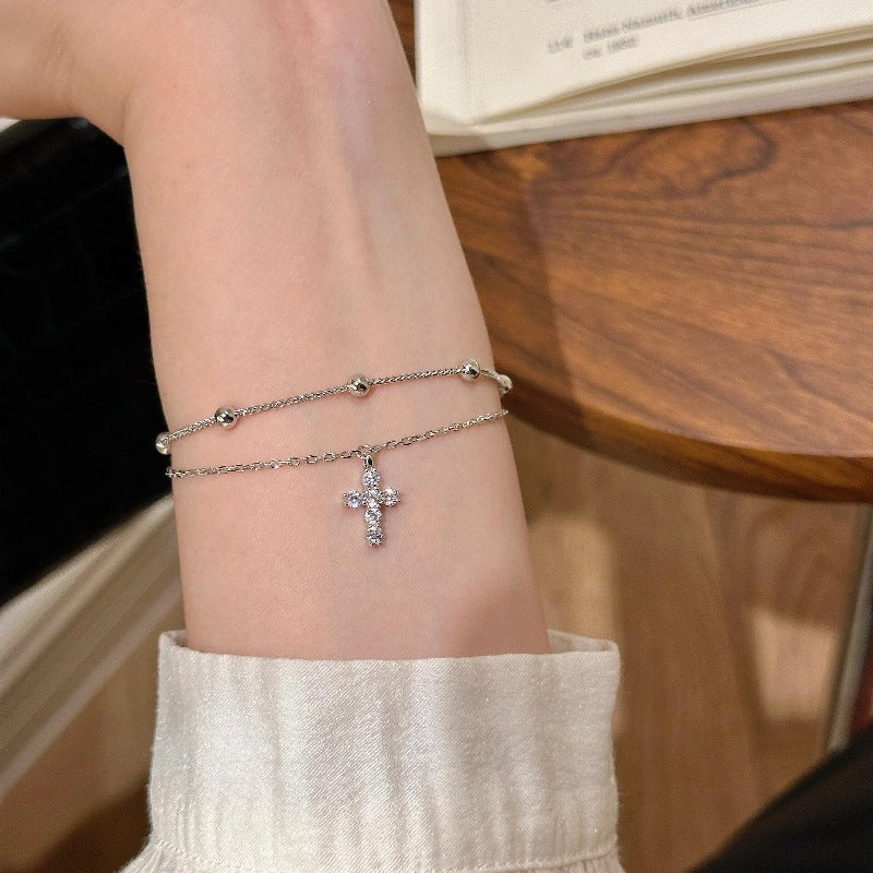 Double Layer Cross Fashion Inlaid Zircon Bracelets