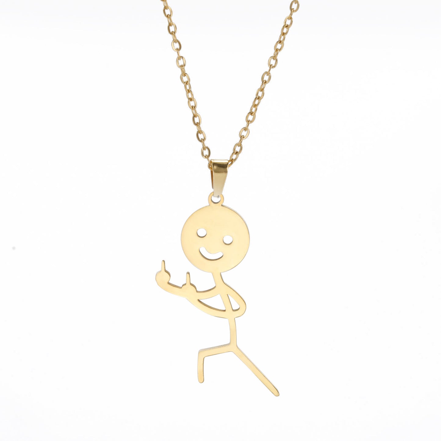 Personalized Simple Titanium Steel Vertical Two Middle Finger Pendants