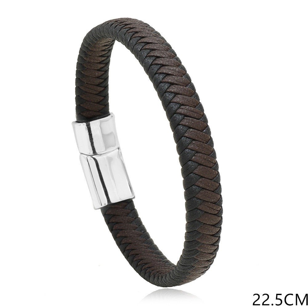Men's Leather Hand-woven Simple Casual Magnetic Snap Bracelets